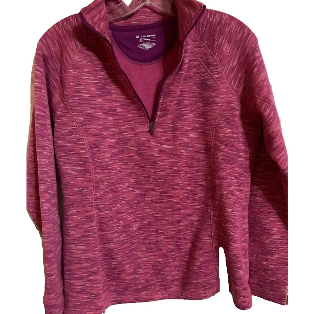 Tek Gear Womens 1/4 Zip Pullover‎ Fleece Jacket Pink Space Dye Long Sleeve M